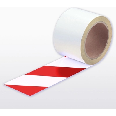 Extra tenká podlahová páska WT-5429 s protiskluzovým povrchem, odnímatelná – fólie, červeno-bílá, 75 mm × 10 m