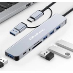Qoltec Hub Adapter 8w1 USB-C/USB | USB-C | 4xUSB | SD/TF card | JACK 3.5mm TRRS