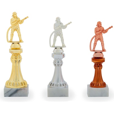 Trofej s figurkou hasiče výška 25 cm bronzová