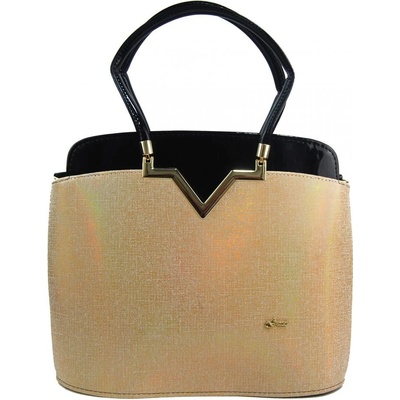 Grosso elegantná lakovaná kabelka S482 zlatá čierna