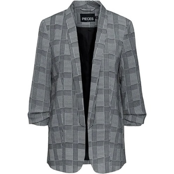 PIECES Сако Pieces Boss 3/4 Printed blazer - Grey (Black / Aop Check)