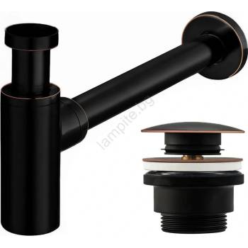 Rea Rea-a8536 - Сифон за мивка с click-clack изпразнител, черен (re0238)