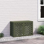vidaXL Покритие за климатик Маслиненозелено 90 x 40 x 60 см Стомана (865893)