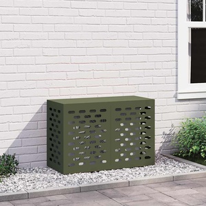 vidaXL Покритие за климатик Маслиненозелено 90 x 40 x 60 см Стомана (865893)