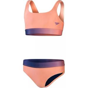 Speedo contrast band 2 piece girl soft coral/miami lilac 176cm