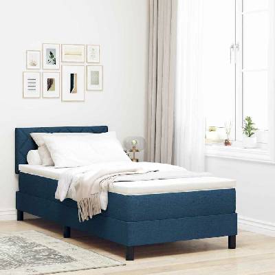 Postel s boxspringem s čelo Modrá 90 x 190 cm textil