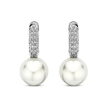 Ti Sento strieborné náušnice so zirkónmi a perlou 7985PW