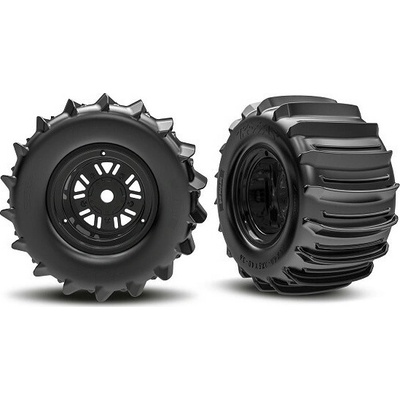 Traxxas koleso 3.6/4,7" disk Sand Car čierny pneu belted paddle zadný pár
