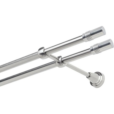 OK-GarnýžeCZ Garnýž kovová dvouřadá 19mm Cylinder double nerez 230 cm do stěny / na tunýlek - bez kroužků