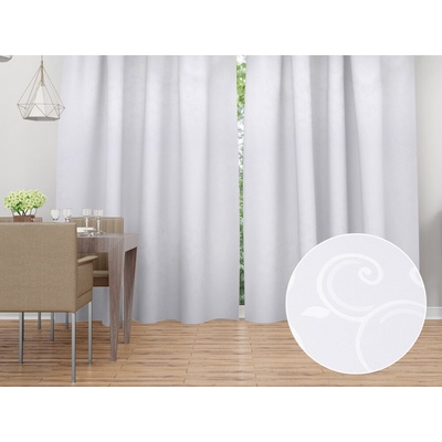 Biante Dekoračný záves TF-100 Biele ornamenty s lístkami 150x250 cm