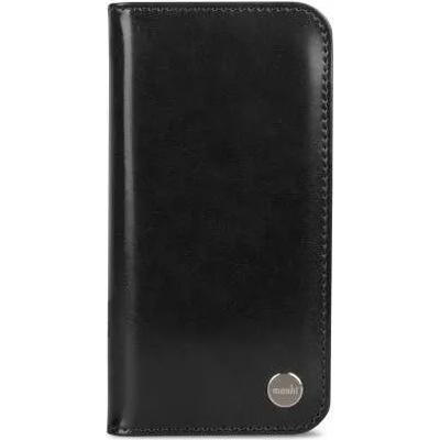Moshi Overture Case - кожен/текстилен калъф, тип портфейл и поставка за iPhone X (черен)