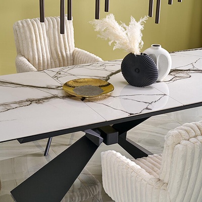 ЕВРОМАР Разтегателна трапезна маса LUCIANO White Marble (100.001.0237)