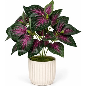  Изкуствено декоративно растение Колеус с лилаво-зелени листа 35 см
