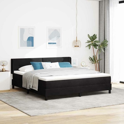 Postel s boxspringem s čelo Černý 200 x 180 cm samet