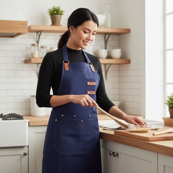 Престилка за готвене в цвят индиго