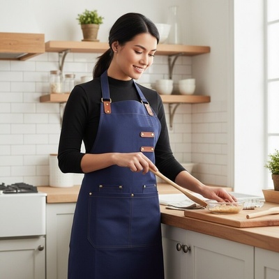 Престилка за готвене в цвят индиго