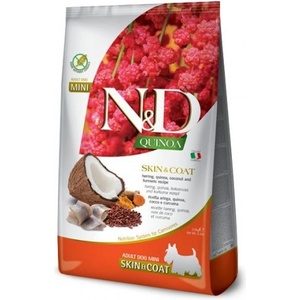 Farmina N&d dog grain free quinoa skin & coat herring, coconut adult mini - за чувствителен стомах, лъскав косъм и здрава козина, за кучета от мини породи над 1 година, с херинга, киноа, кокос и куркума - 7 к