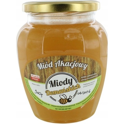 Miody AKÁTOVÝ MED 900g. Domańskich