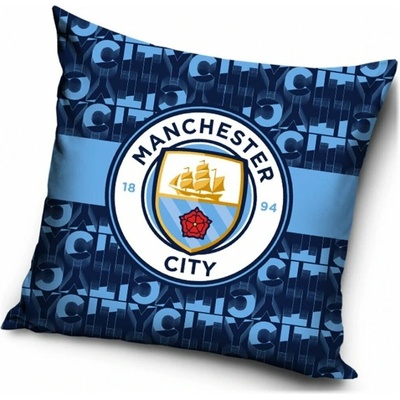Carbotex Velúrový vankúš Manchester City FC motív Letters 40x40