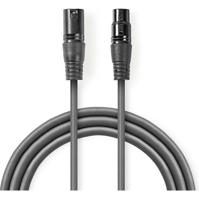 Nedis COTH15012GY10 DMX адаптерен кабел, XLR 3 pin мъжки, XLR 3 pin женски, никелиран, 1, 00 m, кръгъл, PVC, тъмно сив (COTH15012GY10)