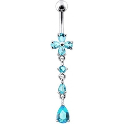 S4U Stříbrný piercing do pupíku kytička (tyrkysová) BP01211-Q