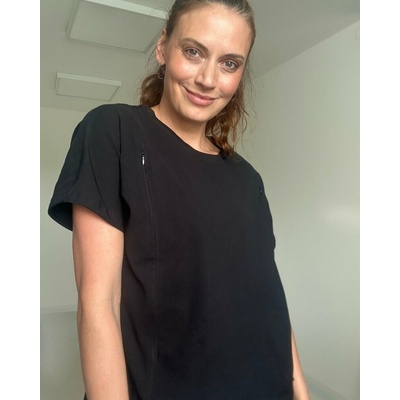 Kojicí tričko se zipem Kira oversized černé