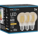 Mexen Vintis 3x LED филамент крушка E27, A60, 6W, Топла - 2200K, 600 lm, амбър - L150-E27-0622-50x03 (L150-E27-0622-50x03)