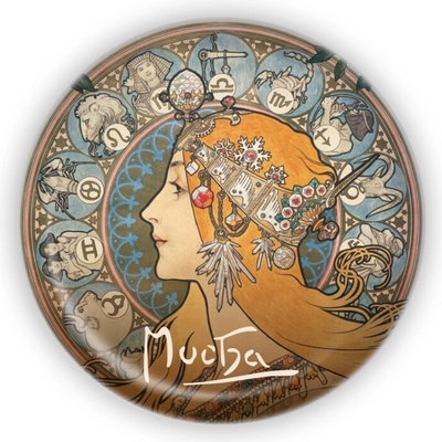 Kovový otvírák Alfons Mucha - Zodiak, ø 5,8 cm