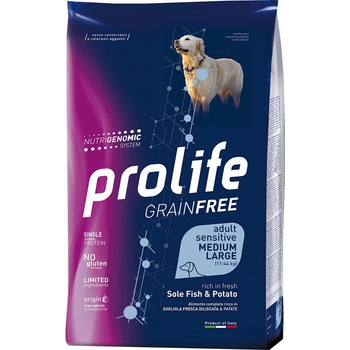 Prolife Dog sada Grain Free Sensitive Adult Medium/Large Sole Fish & Potatoes 2 x 10 kg