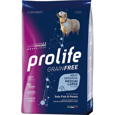 Prolife Dog Grain Free Sensitive Adult Medium/Large Sole Fish & Potatoes 10 kg