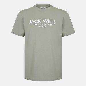 Jack Wills Мъжка тениска Jack Wills Carnaby Logo T-shirt Mens - Silver Sage