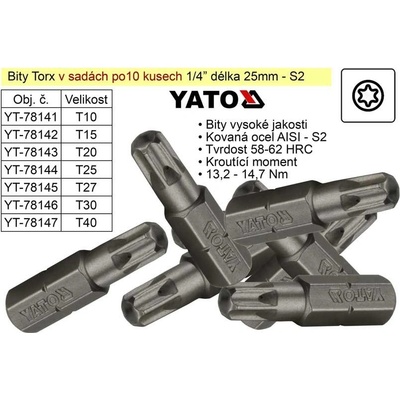 Yato Torx T10x25mm 14 sada 10 kusů YT-78141