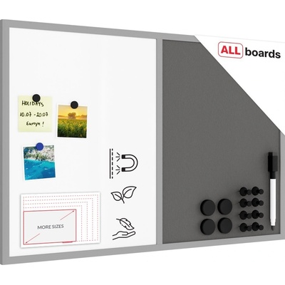 Allboards Allboards,Tabule COMBI -šedý korek a magnetická bílá 60 x 40