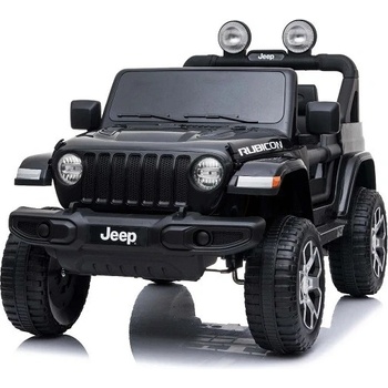 Beneo Elektrické autíčko Jeep Wrangler dvojmiestne kožené sedadlá Rádio s Bluetooth prehrávačom SD/USB vstup Pohon 4x4 12V10Ah Batéria EVA kolesá Odpružené nápravy 24 GHz čierna
