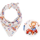 Biante detská bavlnená šatka Sandra SA-521 modro-červení psíkovia s autami na bielom