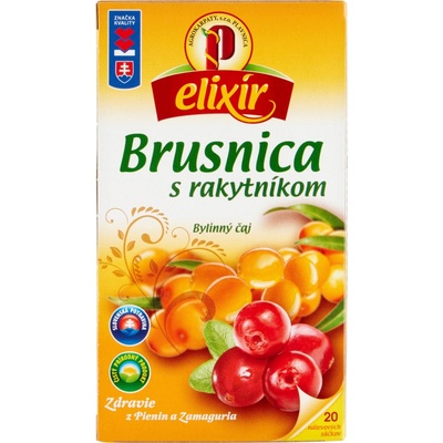Agrokarpaty elixír Brusnica s rakytníkom ovocno bylinný čaj čistý prírodný produkt hygienicky balený 20 x 1,5 g