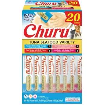 Inaba Churu Varieties - Лакомство за котка нежен крем с Морски дарове 20 бр - 4 вида х 5 бр