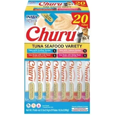 Inaba Churu Varieties - Лакомство за котка нежен крем с Морски дарове 20 бр - 4 вида х 5 бр