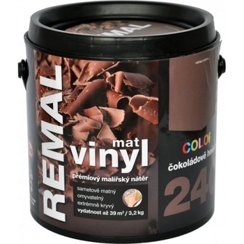 Barvy A Laky Hostivař Remal Vinyl Color mat, prémiová malířská barva, omyvatelná, 240 čokoládově hnědá, 3,2 kg