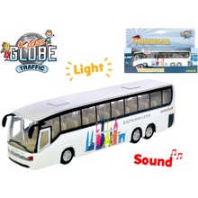 Mikro Autobus 19 cm kov zpětný chod na baterie se světlem a zvukem
