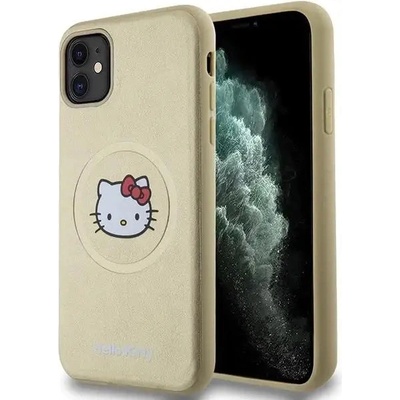 Hello Kitty Кейс Hello Kitty Leather Kitty Head MagSafe за iPhone 11 / Xr, златист (Hel000085-0)