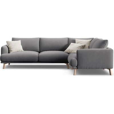 Micadoni Сив кадифен ъглов диван (десен ъгъл/L форма) Naomi - Micadoni (MIC_RC_L_44_F1_NAOMI4)