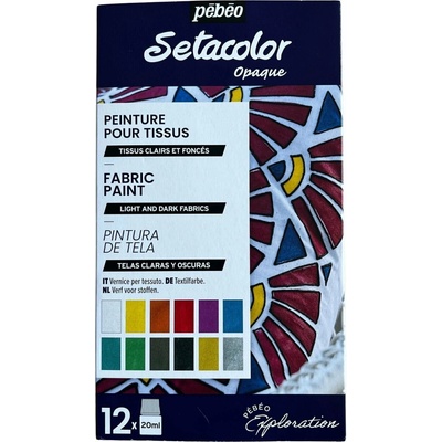 Pébéo Setacolor sada farieb na textil 12 ks 20 ml
