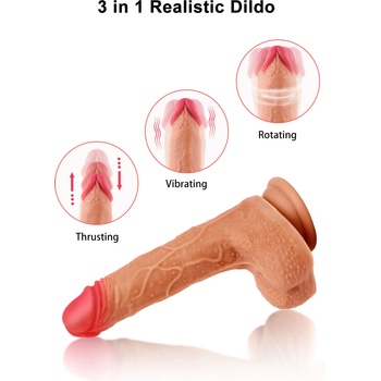 Paloqueth Realistic Dildo Vibrator with with 5 Shocks & Rotations Skin