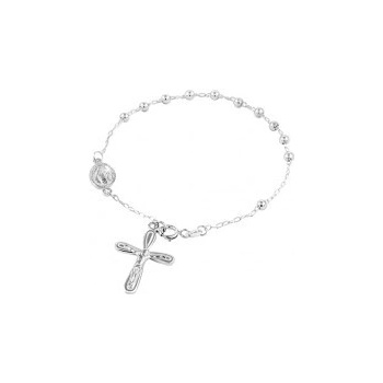 Šperky eshop náramok zo striebra guličky medailón Panny Márie kríž s Ježišom AC22.03