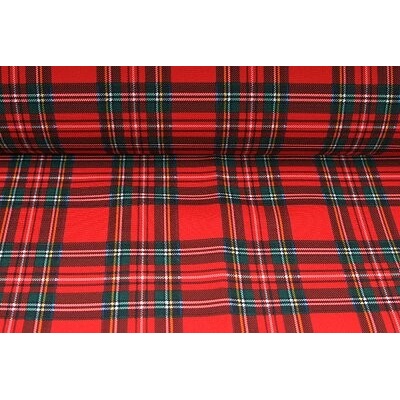 Kostýmová látka, skotská kostka, červená, látky, metráž / 50 cm