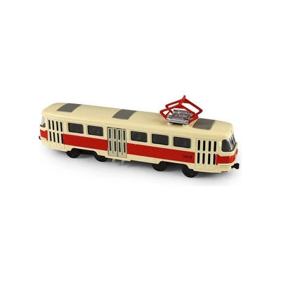 Rappa Kovová česká retro električka červená 16cm otváracie dvere
