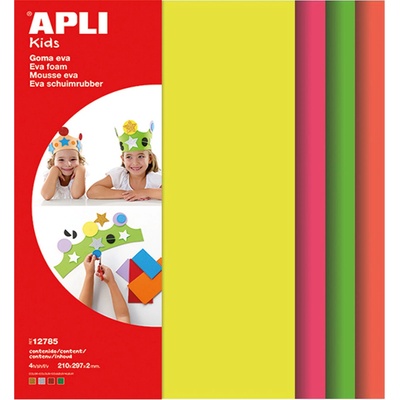 APLI pěnovka fluorescenční 210 x 297 mm mix fluo barev 4 ks
