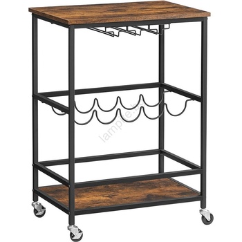 Euziel Сервизна масичка за бутилки и чаши marge кафява/черна (ez0056)