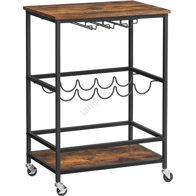 Euziel Сервизна масичка за бутилки и чаши marge кафява/черна (ez0056)